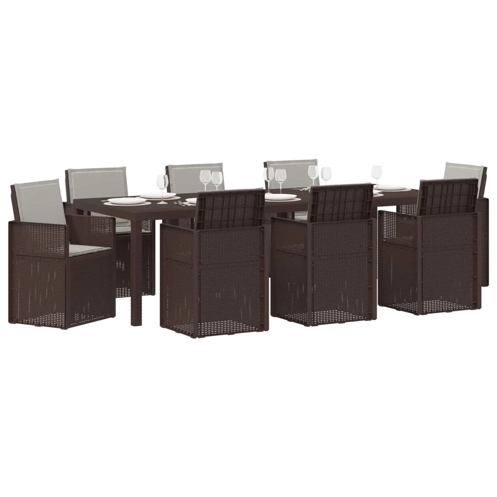 Set da Pranzo per Giardino 9 pcs Marrone e Grigio Chiaro PP 3430094