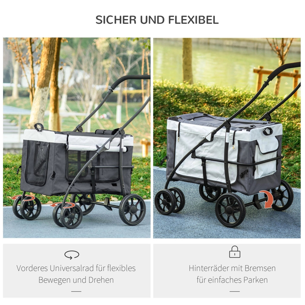 Carrello per animali domestici ¨C zephmum ¨C Nero Grigio Bianco 81x58x97.5 cm