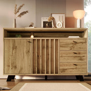 Credenza con 3 cassetti e 2 ante - Xylo - Stile vintage in quercia scuro 120x40x85 cm