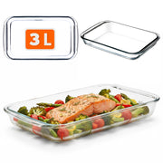 KADAX Casseruola rettangolare in vetro da 3 litri, adatta al forno (39x23 cm)