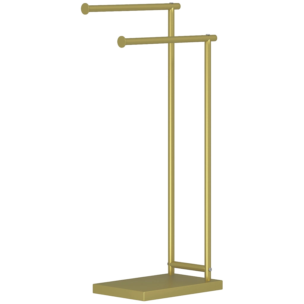 Portasciugamani a L con 2 Barre ¨C zephmum ¨C Dorato 35.5x20x78 cm