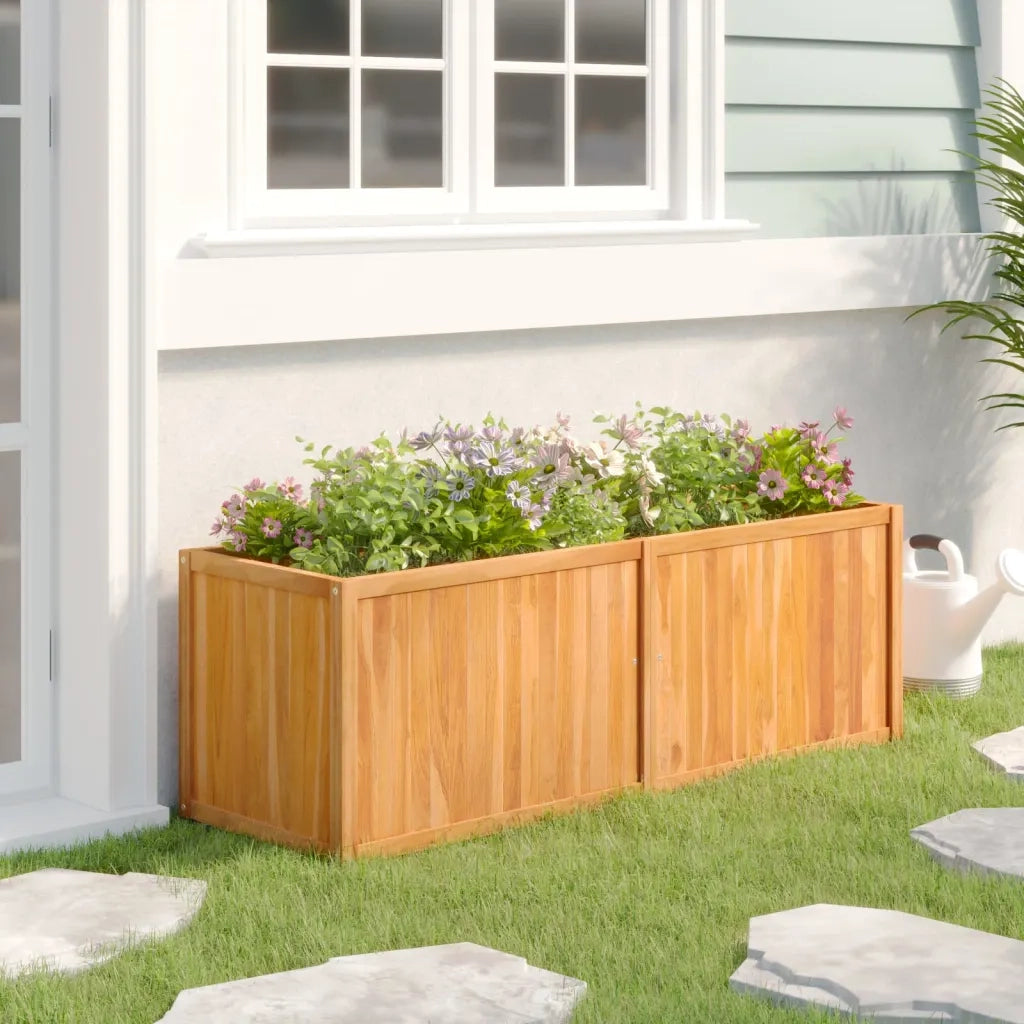 Letto da Giardino Rialzato 150x50x50 cm Legno Massello di Teak 362663
