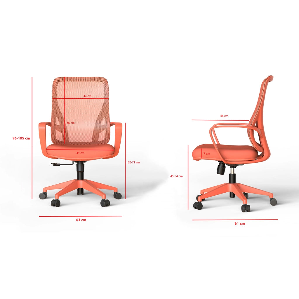Sedia studio Hispanohogar altezza regolabile in tessuto arancione