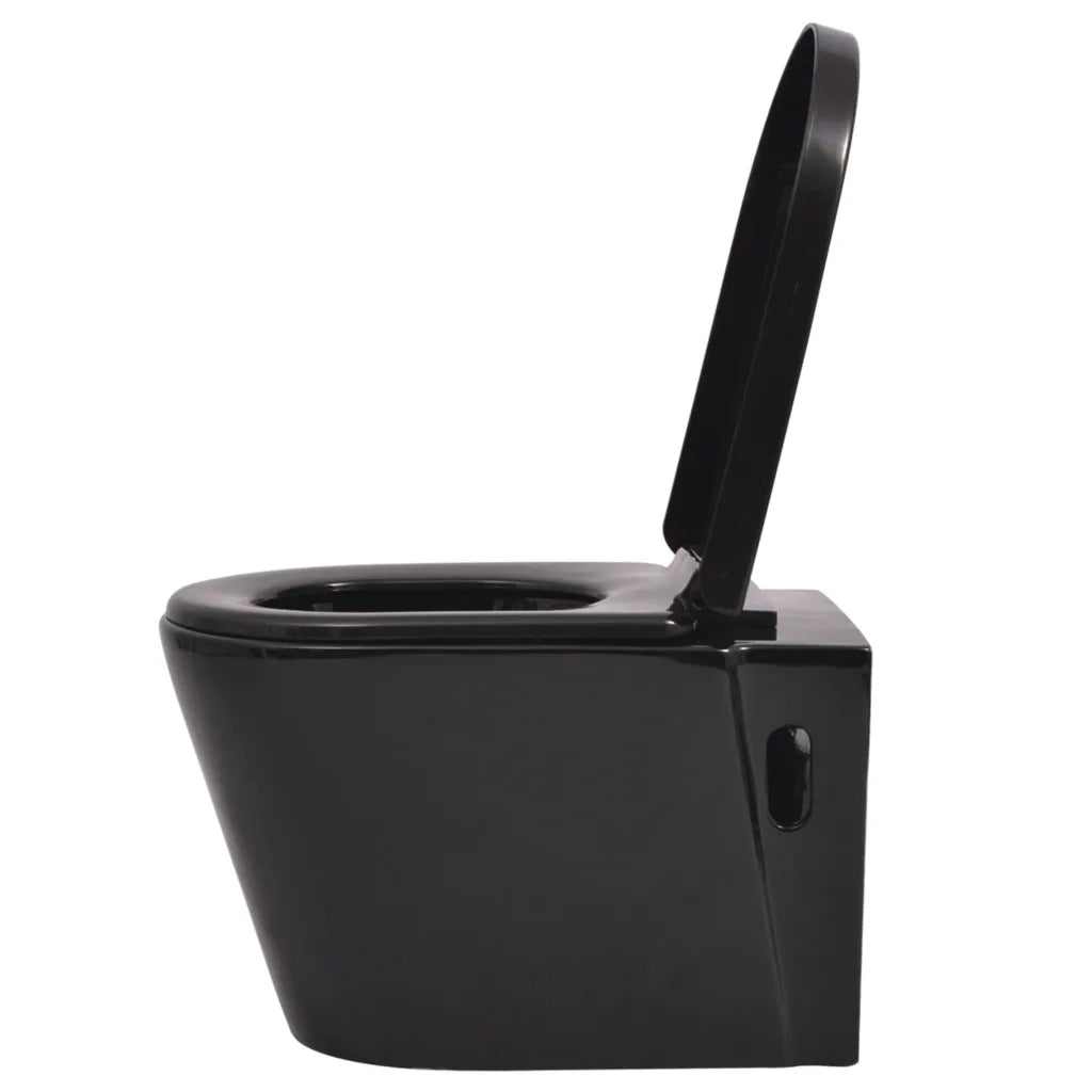 WC a Muro con Sciacquone Nascosto in Ceramica Nera CFW2393802