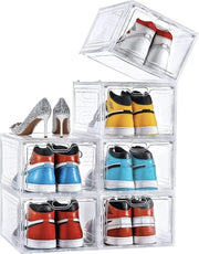 Scatola per scarpe, 6 pezzi contenitore per organizzare scarpe in plastica trasparente, contenitori per scarpe trasparenti stivabili, contenitori per sneaker duraturi e multifunzionali