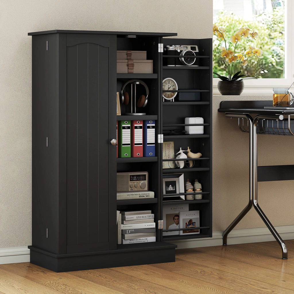 Armadio Dispensa Multiuso ¨C Xylo ¨C 2 Ante 16 Ripiani Nero 60x30x104cm