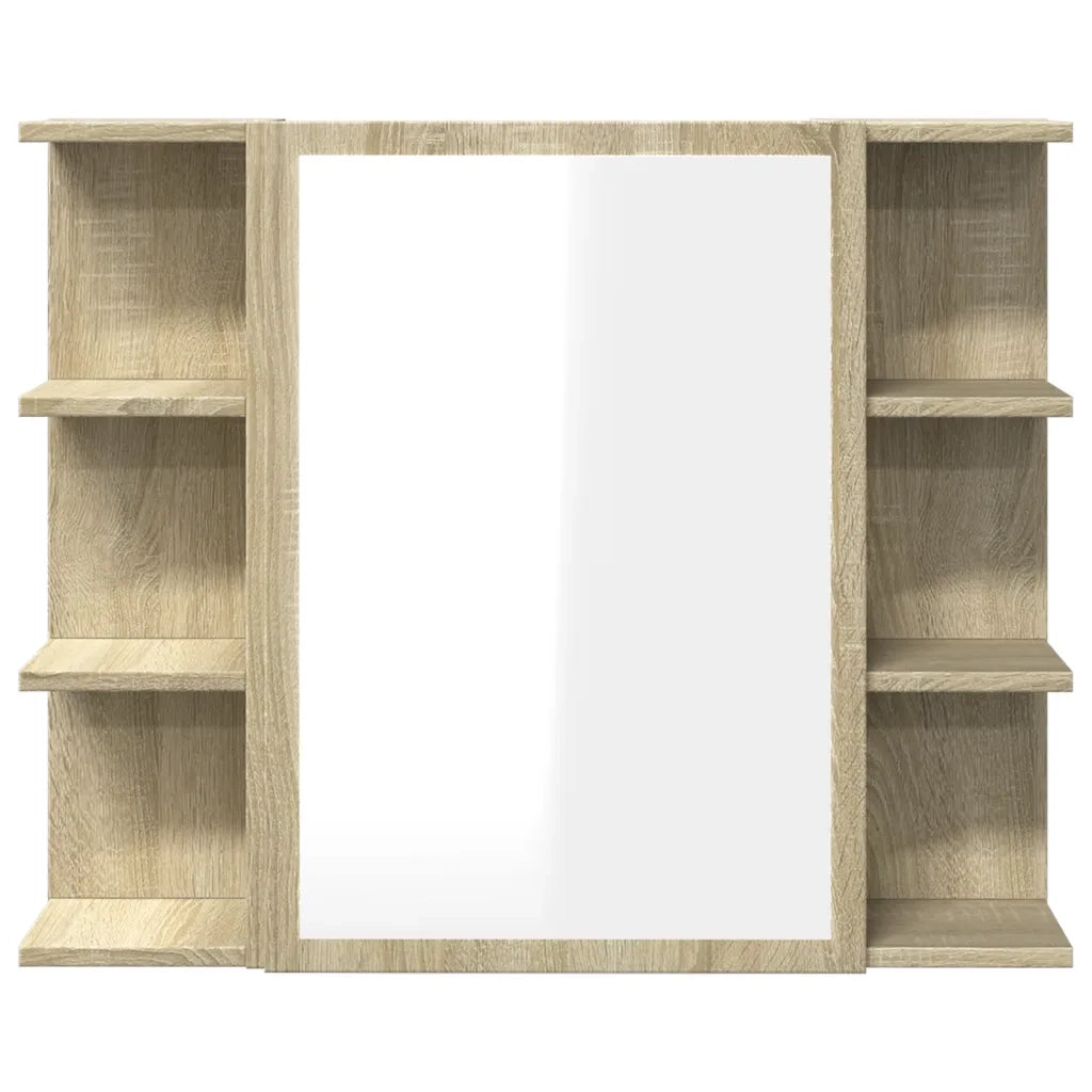 vidaXL Mobile Bagno con Specchio Rovere Sonoma 80x20,5x64 Multistrato