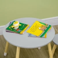 Set Tavolo con 2 Sedie per Bambini in Legno, Età da 18 Mesi a 4 Anni, Grigio