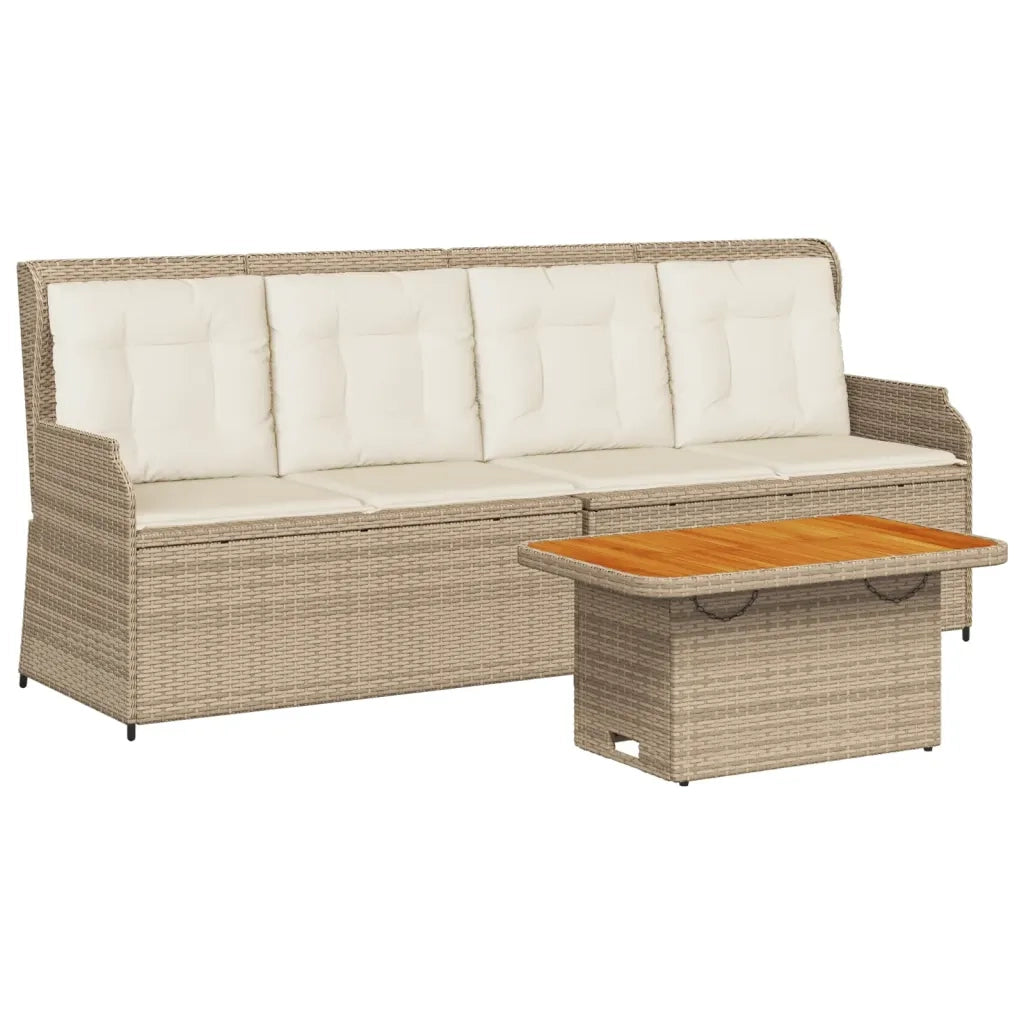 Set Divani da Giardino 3 pz con Cuscini in Polyrattan Beige