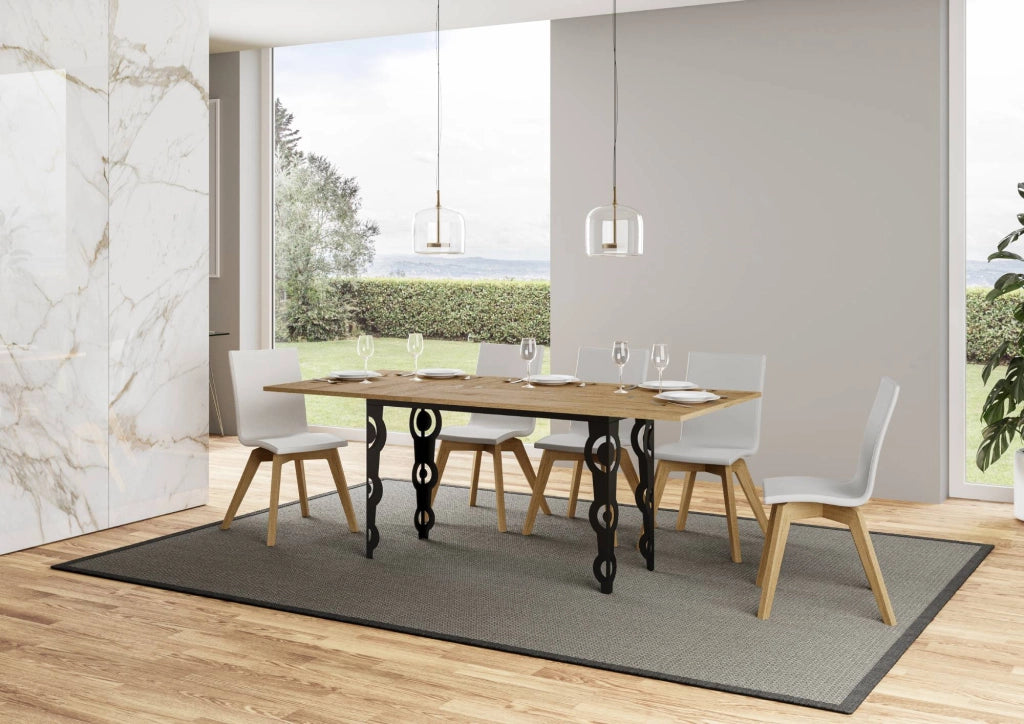Tavolo Salvaspazio Allungabile 120/200x45/90x80/78 cm Karamay Double Quercia Naturale