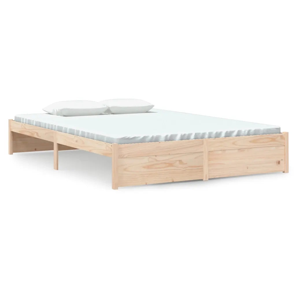Giroletto senza Materasso-Struttura Letto Ambrato in Legno Massello 140x200 cm 232968