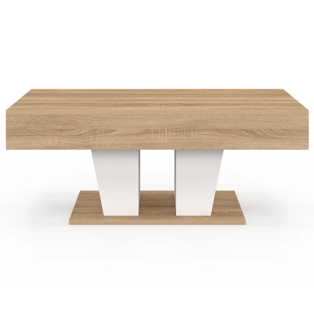 IDMarket - Tavolino rettangolare alzabile in legno e bianco ELIAD