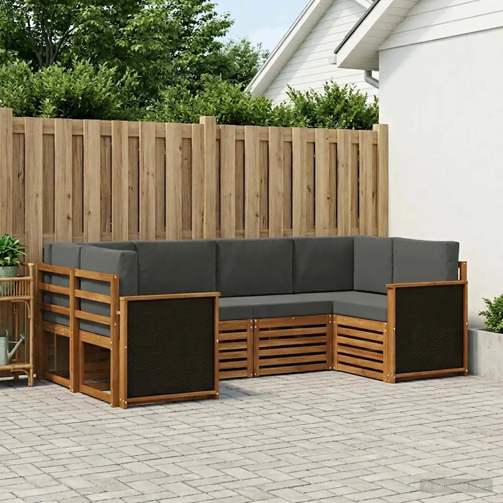 Set divano sezionale con cuscino 5 pcs Naturale e Antracite