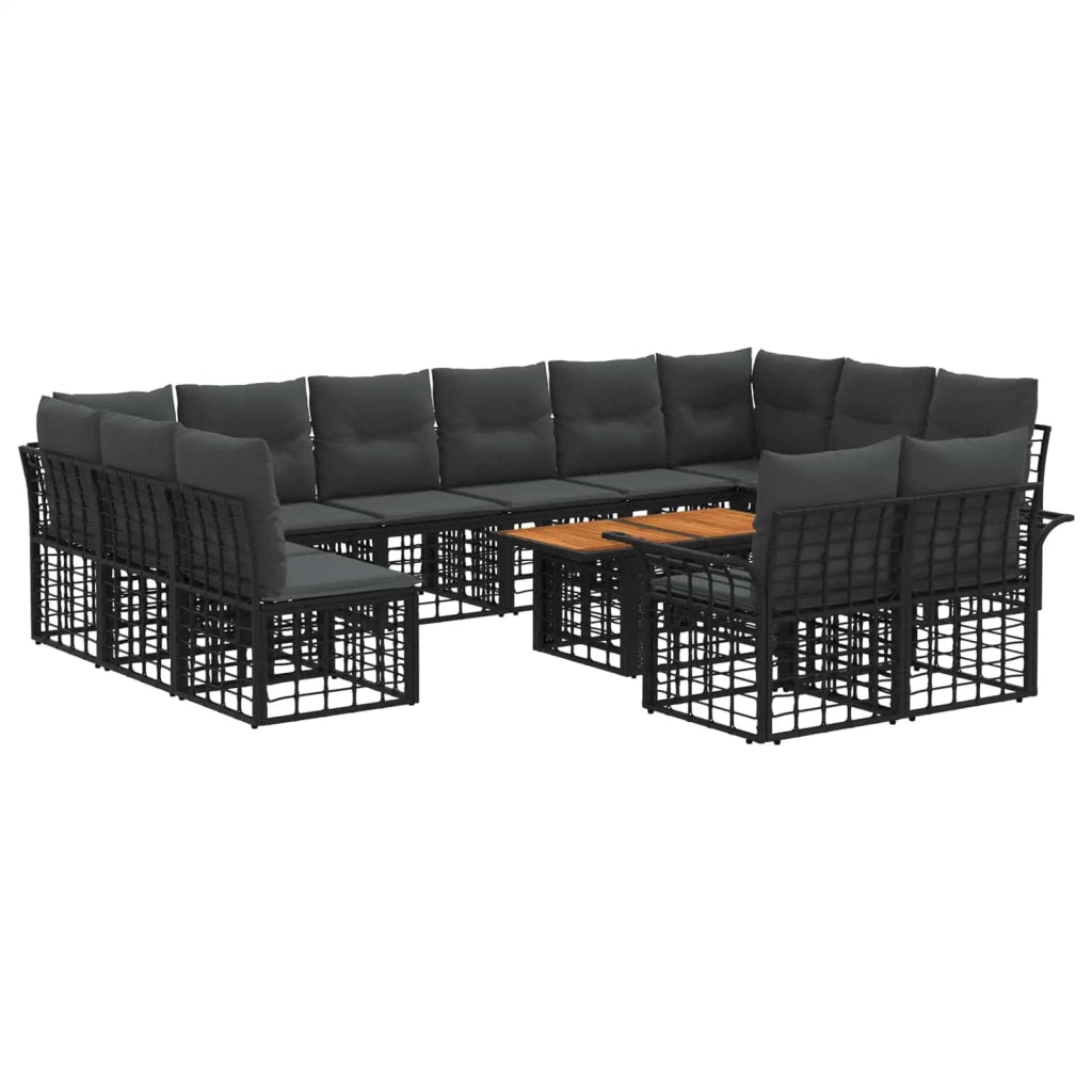 Set Divano da Giardino 13 pz Nero e Grigio scuro polyrattan 3438023