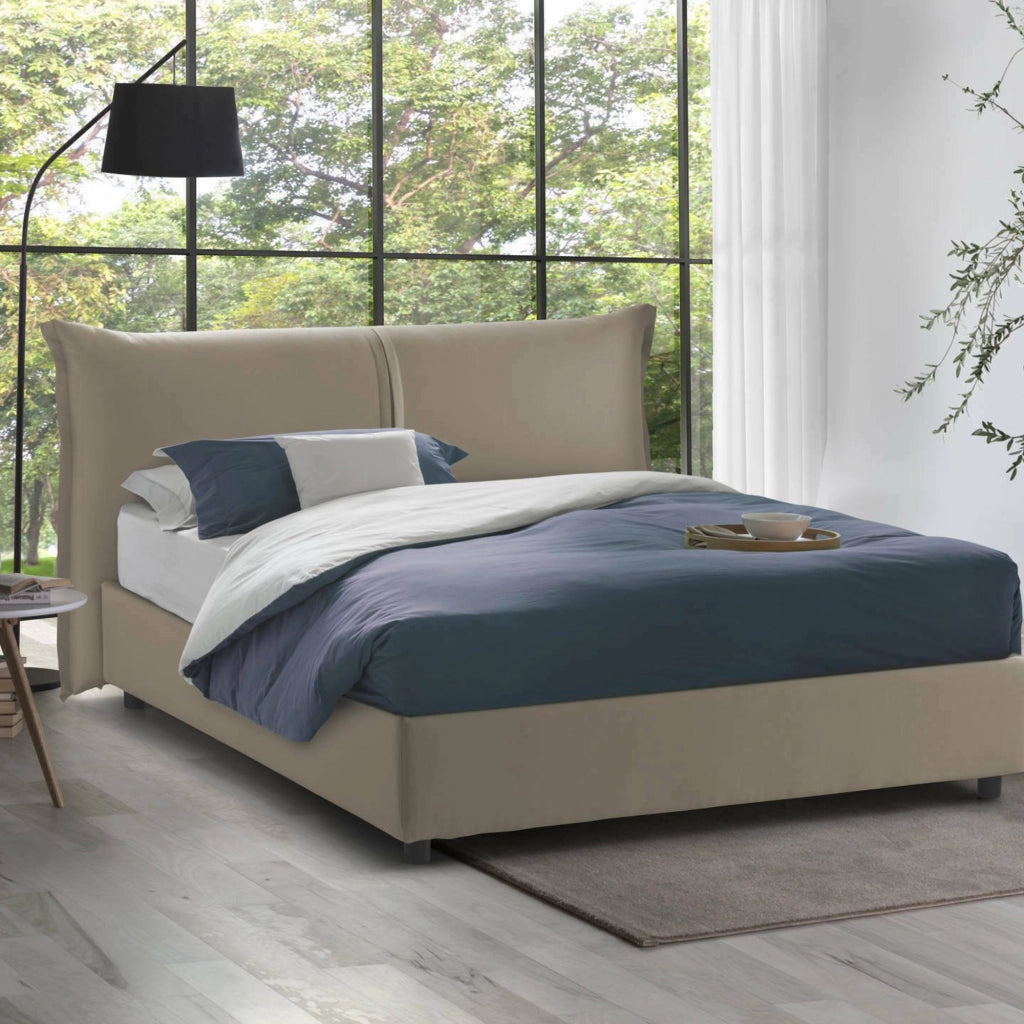 Letto Matrimoniale Aldus, Letto Matrimoniale Materasso Incluso Made in Italy, Grigio Tortora\