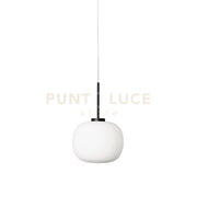 BOMBO SOSPENSIONE 1 LUCE STRUTTURA NERO DIFFUSORE SFERA BIANCO OPALE ATTACCO E27