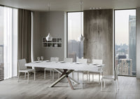 Tavolo Allungabile 120/380x90 cm Volantis Premium Bianco Frassino Gambe Multicolore 4/C