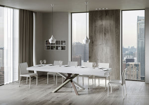 Tavolo Allungabile 120/380x90 cm Volantis Premium Bianco Frassino Gambe Multicolore 4/C