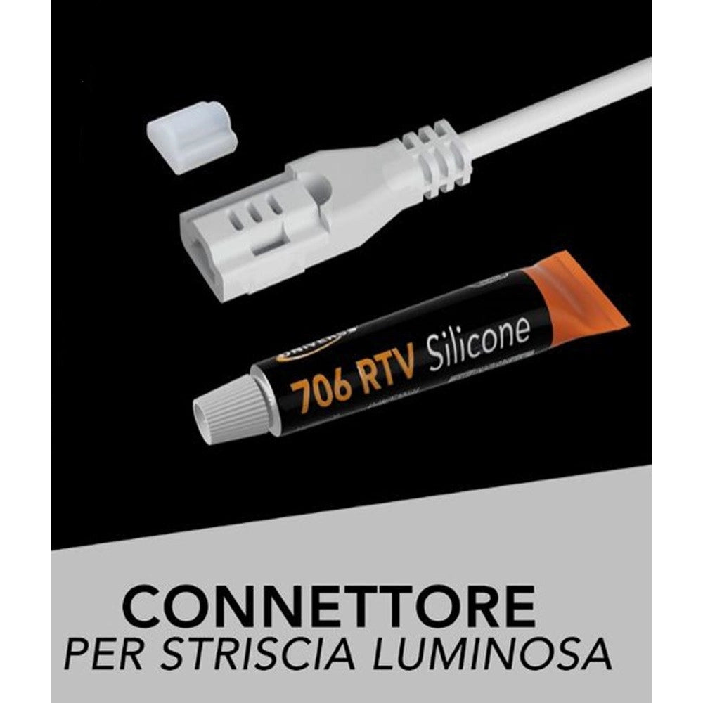 Trade Shop - Connettore Spina Per Strisce Luminose A Led 24v Con Tubetto Silicone 10ml Cob Sp-es24v -