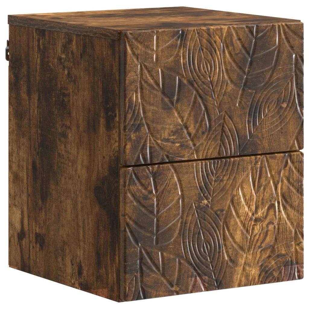 Mobiletto da notte a muro Rovere Fumo 34,5 x 33 x 40 cm 898815