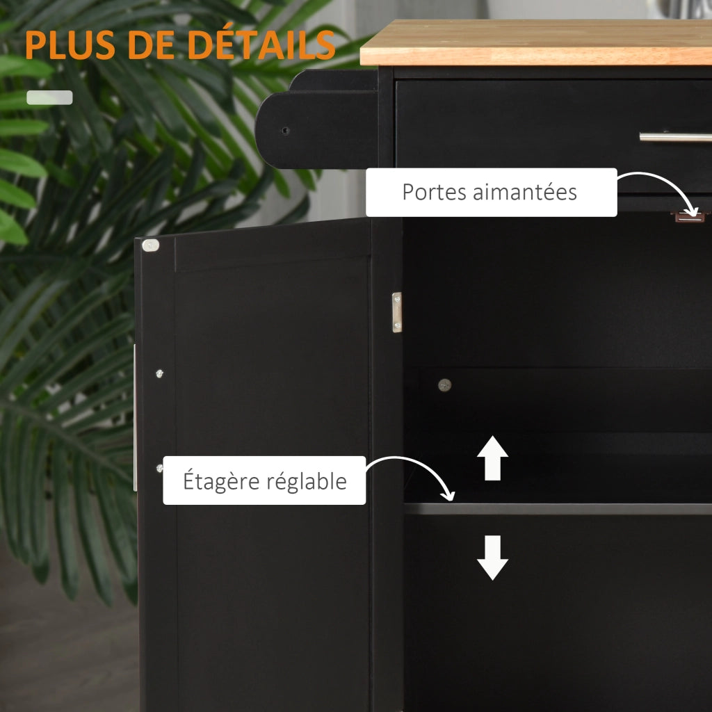 Tavolino da cucina con ruote e cassetto ¨C zephmum ¨C 83x45x91.5 cm nero