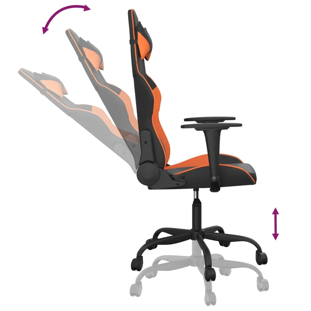 Sedia da Gaming Massaggiante Nero e Arancione in Similpelle