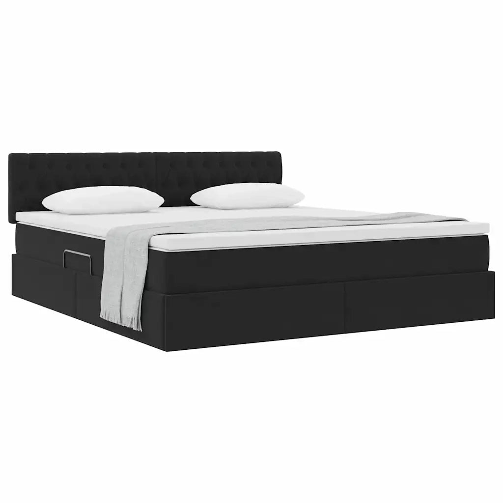 Letto con Contenitore con materasso Nero 160 x 200 cm Velluto