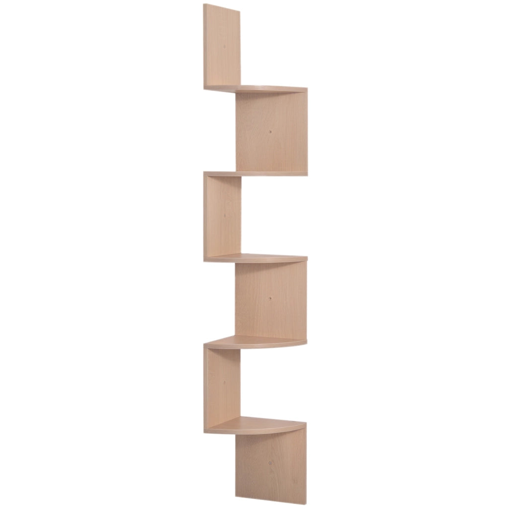 Libreria Angolare a Parete Zigzag 5 Livelli ¨C Zephmum ¨C Legno Rovere 20x20x126 cm