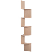 Libreria Angolare a Parete Zigzag 5 Livelli ¨C Zephmum ¨C Legno Rovere 20x20x126 cm