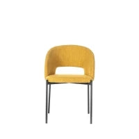 E-STYLO Sedia in tessuto giallo con gambe in metallo antracite, imbottita, 52cm X 55.5cm H. 78.5cm.