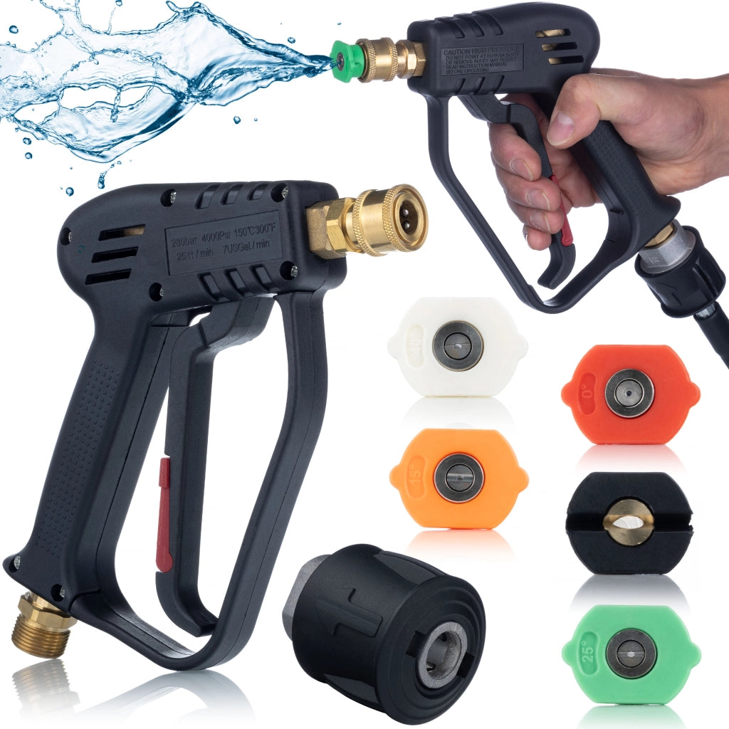 Pistola per Idropulitrice 5000PSI – Compatibile con Kärcher K2-K7 | Filettatura M22, Attacco Rapido 1/4" | Set 5 Ugelli