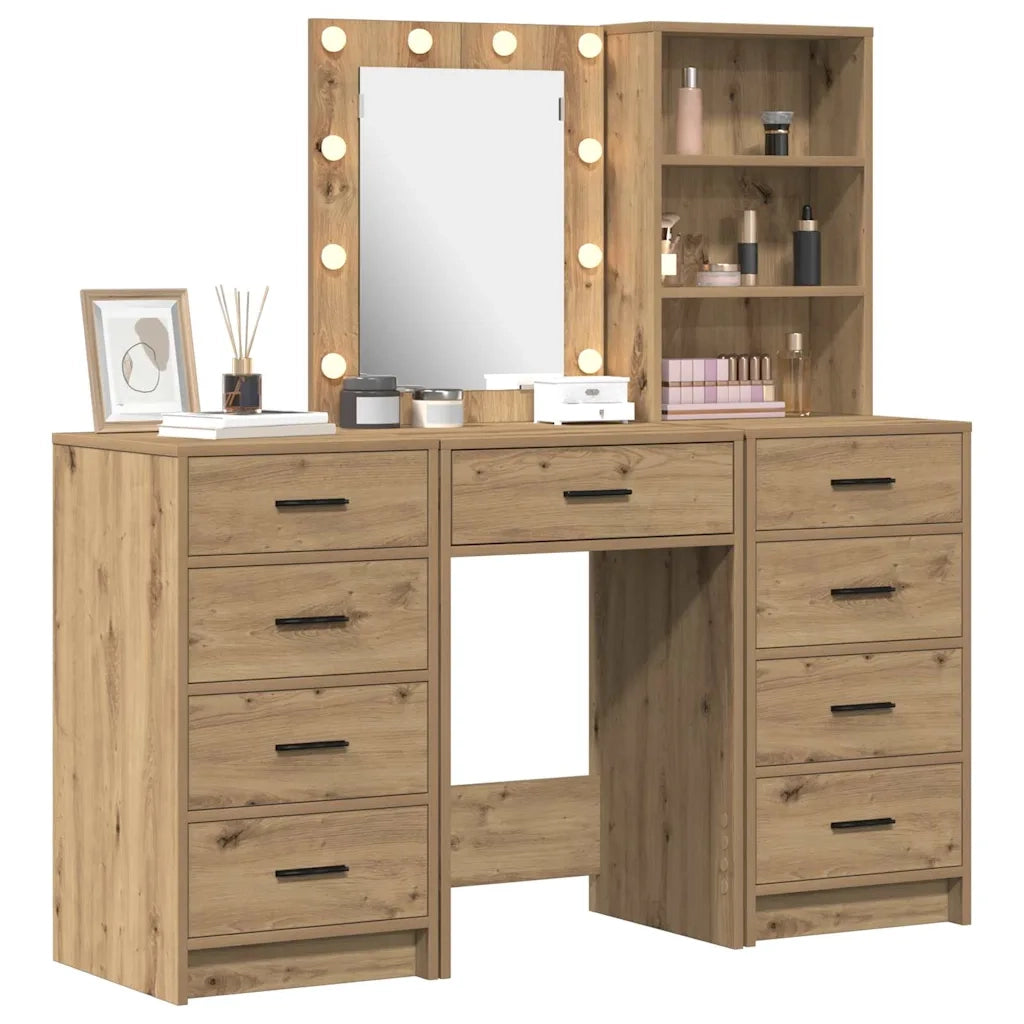 Tavolo da Trucco con cassetto 3 pcs Marrone Legno multistrato 3334226