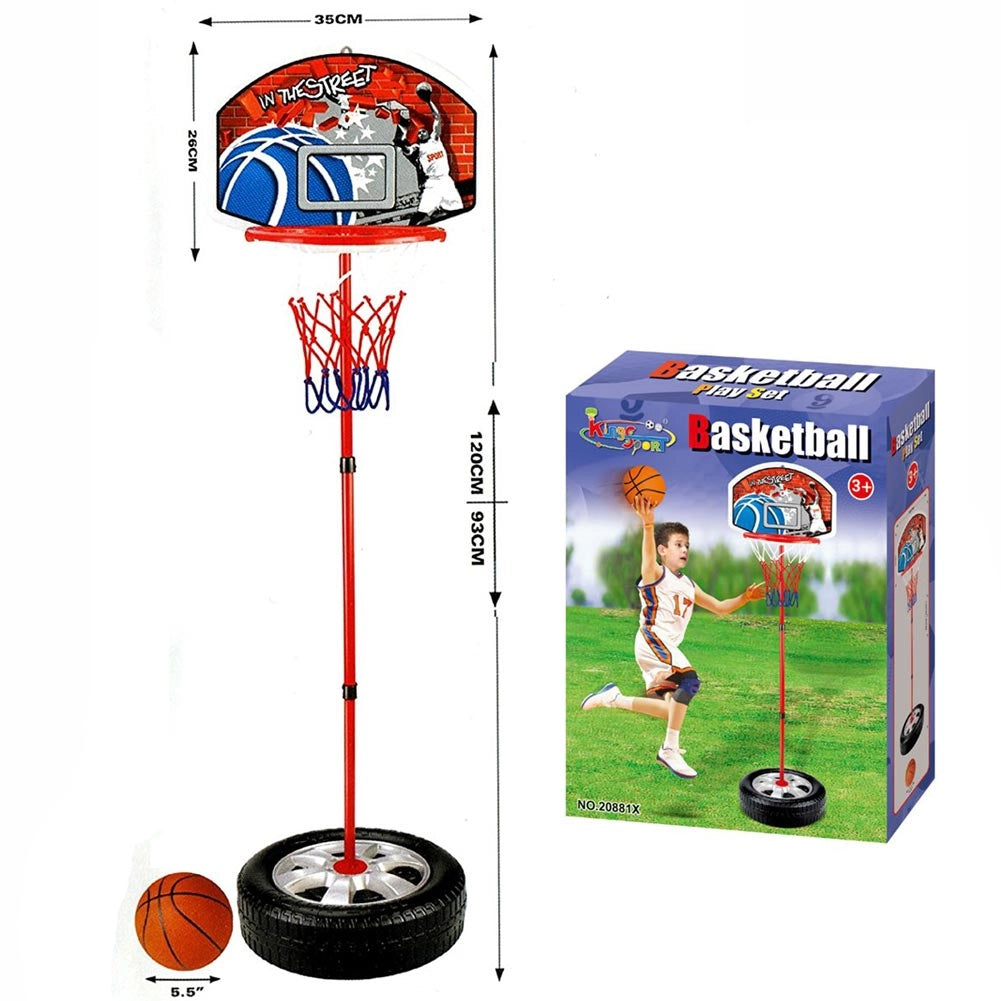 Basket Canestro Piantana per Bambini Altezza Regolabile 120 cm con Pallone