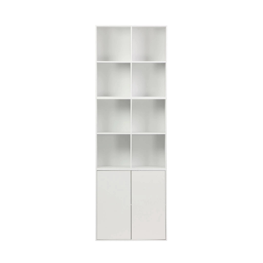 Libreria modulare in legno 3 elementi, 2 ante 8 vani, bianco