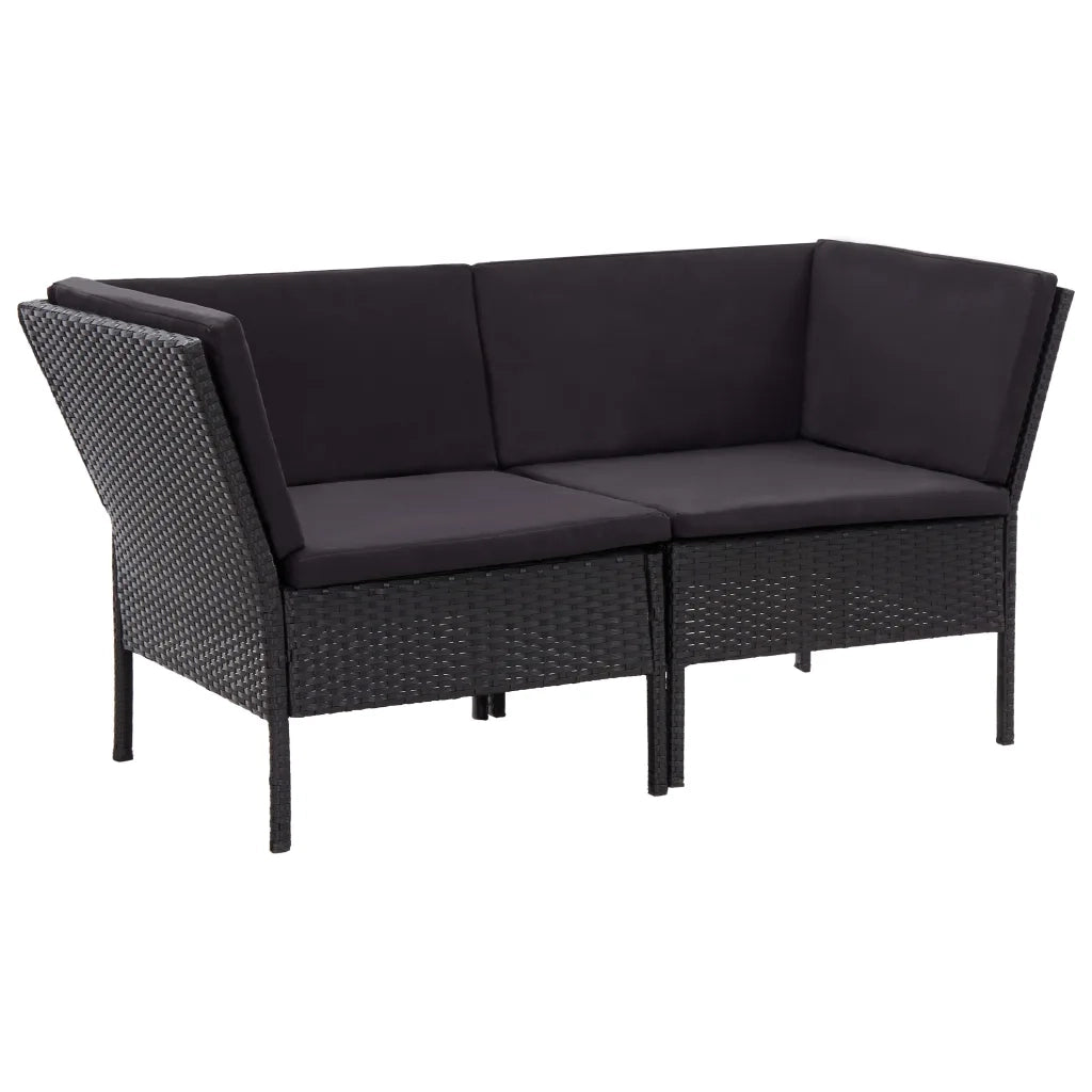Set Divani da Giardino 6 pz con Cuscini in Polyrattan Nero cod mxl 40879