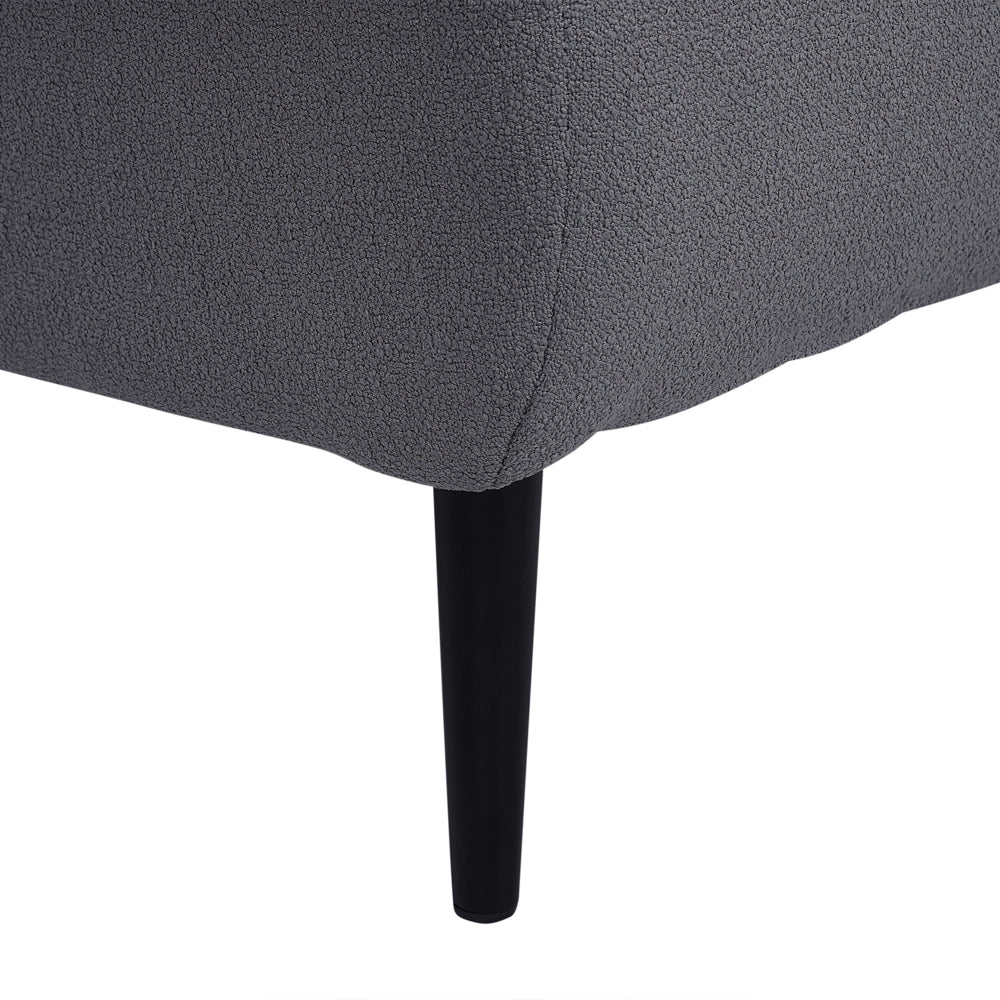 Chaise longue Destra in poliestere grigio scuro con cuscino e gambe metallo da salotto