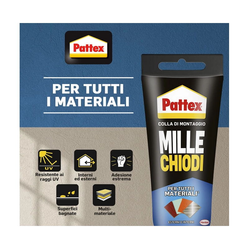 Colla adesiva Pattex Millechiodi Water resistente all'acqua