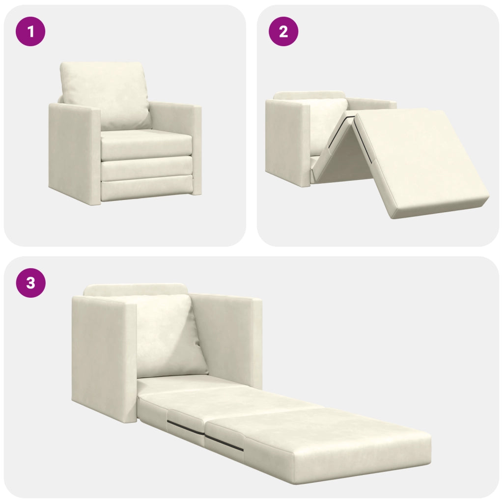 Letto Sofa 2-in-1 Crema 74x77x81 cm in Velluto