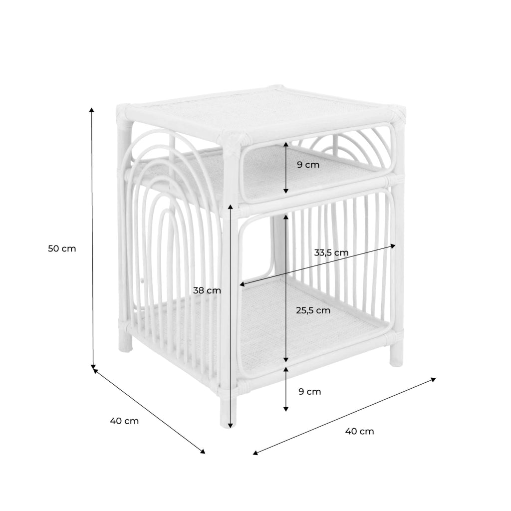 Set 2 comodini in rattan 1 vano portaoggetti, marrone naturale