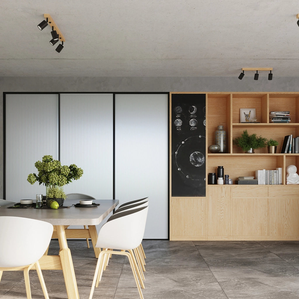 Faretto soffitto barra 4 luci nero/legno GU10 Pure Lume