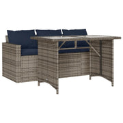 Set da Pranzo da Giardino 2 pz | Set Salotto da Giardino con Cuscini in Polyrattan Grigio