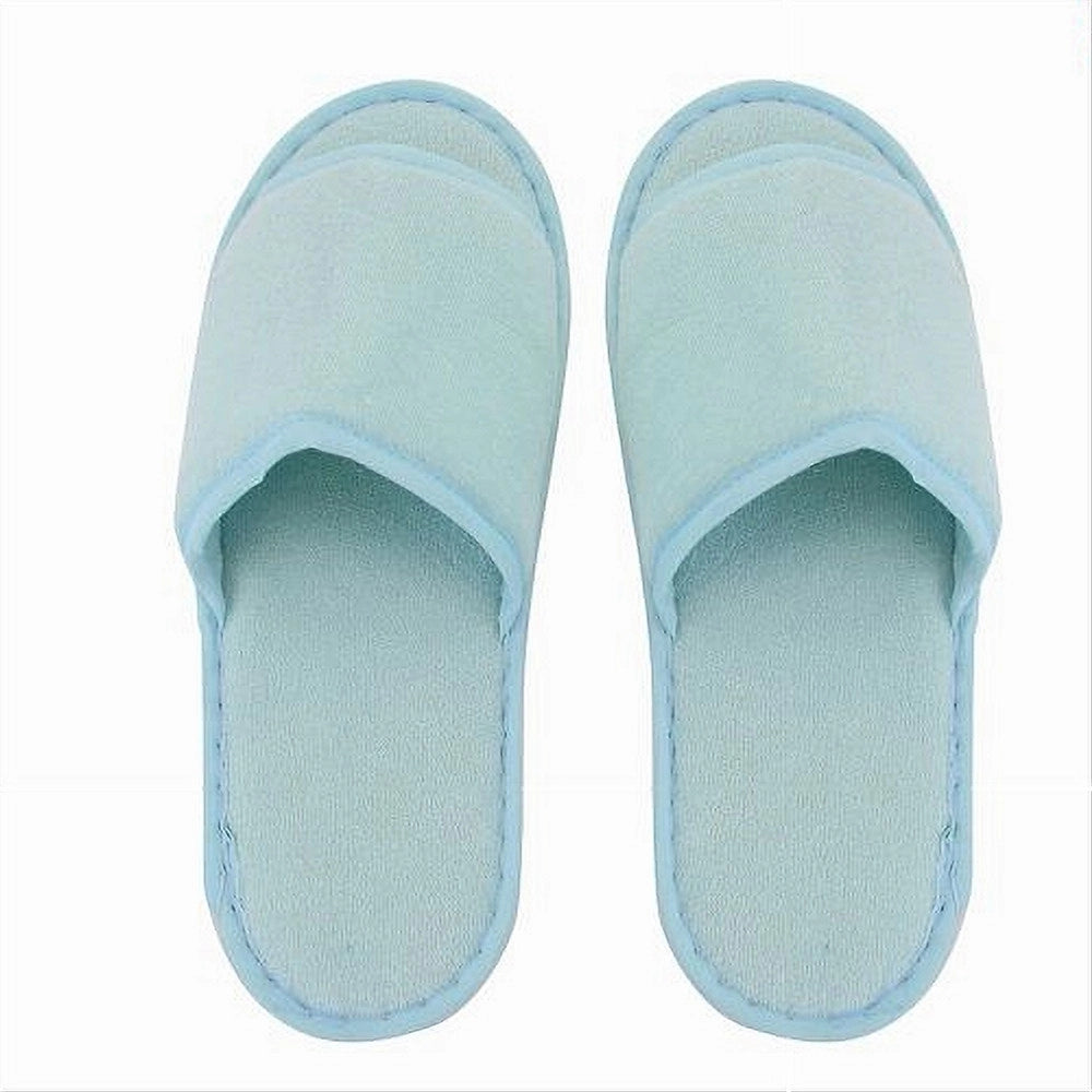 Trade Shop - Coppia Pantofole Ciabatte Bagno Tessuto Azzurro Taglia 35-40 Stanza Hotel 79676 -