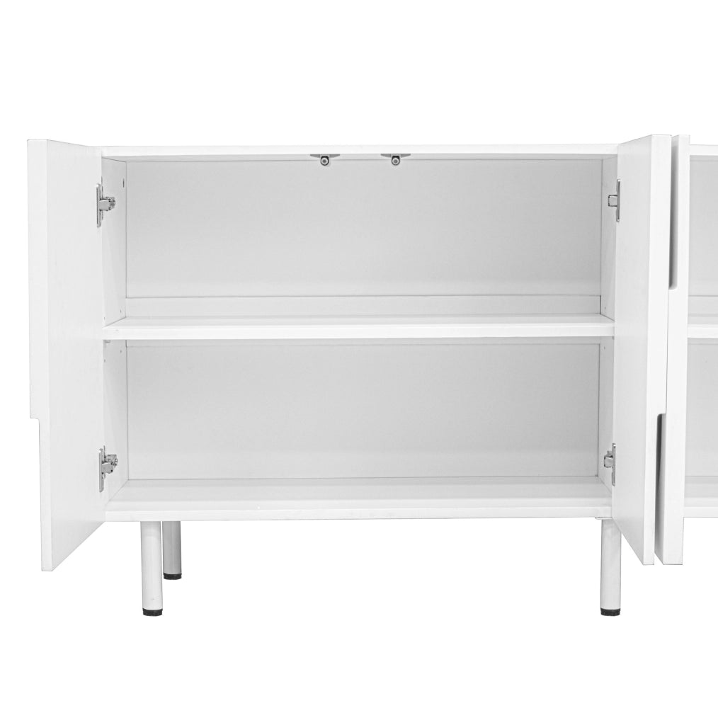 Credenza geometrica con ante in MDF e truciolare; 160 x 38;5 x 70 cm; bianca