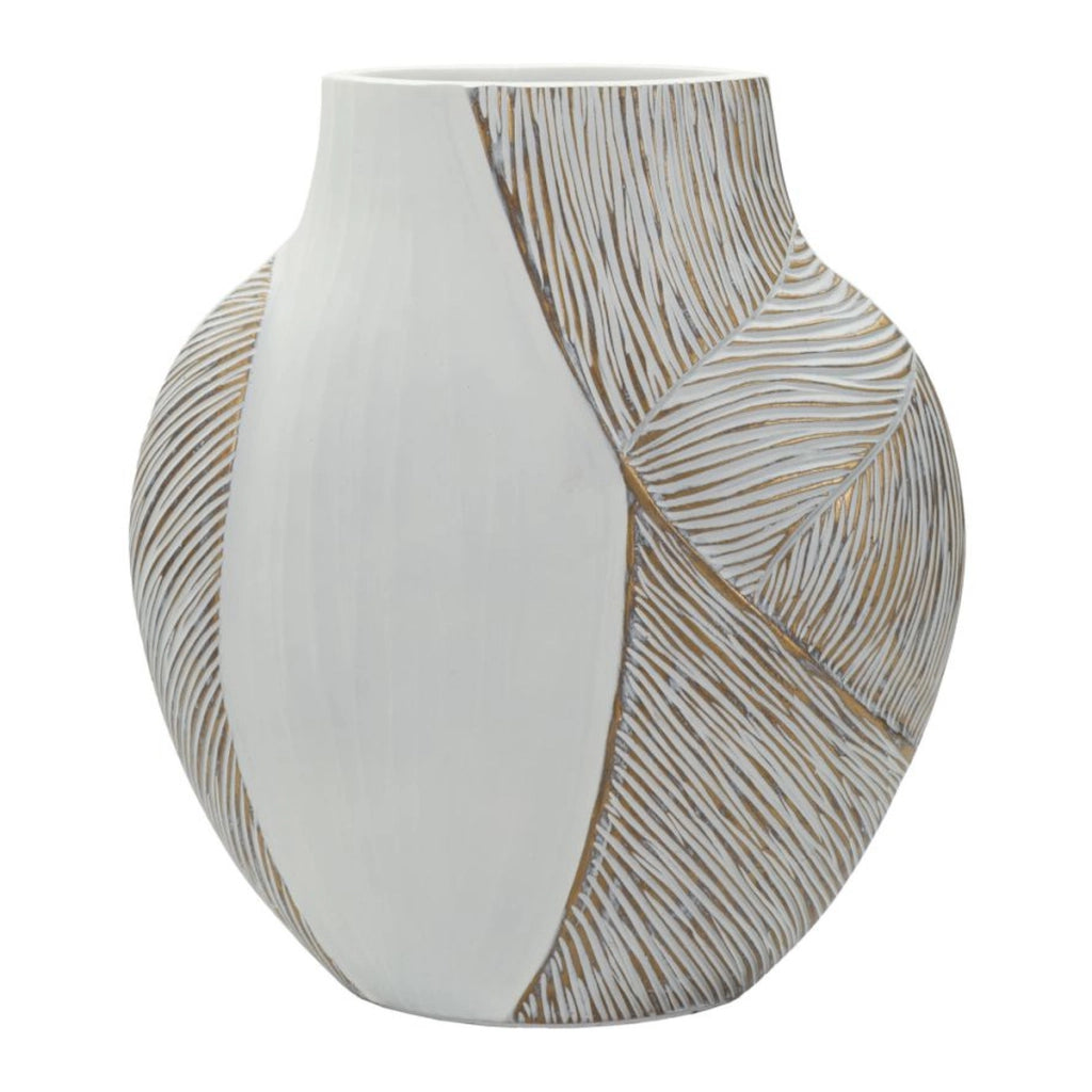 Vaso Decorativo VKH1032, Bianco, Poliresina, 27x11,5x31 cm