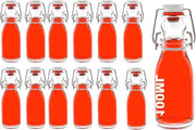 Bottiglie a Soffietto in Vetro - 100 ml - Stopper con Coperchio Rigirabile - Erbacevole e Aria-Tight - Chiusura in Gomma in Rilievo - Per la Produzione Casalinga di Gin, Olio d'Azoto e Aceto - 12 Pezzi