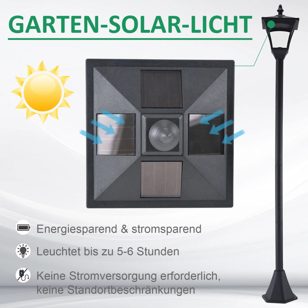 Lanterna solare da giardino nera IP44 con picchetto, 120 cm