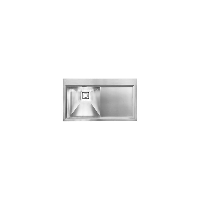 CM 012843.S2.01.2033 GLAMOUR MIX Lavello da Incasso 1 Vasca a Sinistra con Gocciolatoio Slim Acciaio Inox Satinato Foro Rubinetteria 35 mm (86x50x23 cm) colore Inox Satinato