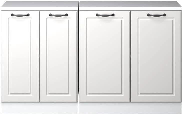 Set di mobili sottotetto Rion, Bianco casa di campagna, 140 cm Set di 2 carcasse armadio profondità 60 cm, adatto per il salvaspazio sotto tetti spioventi
