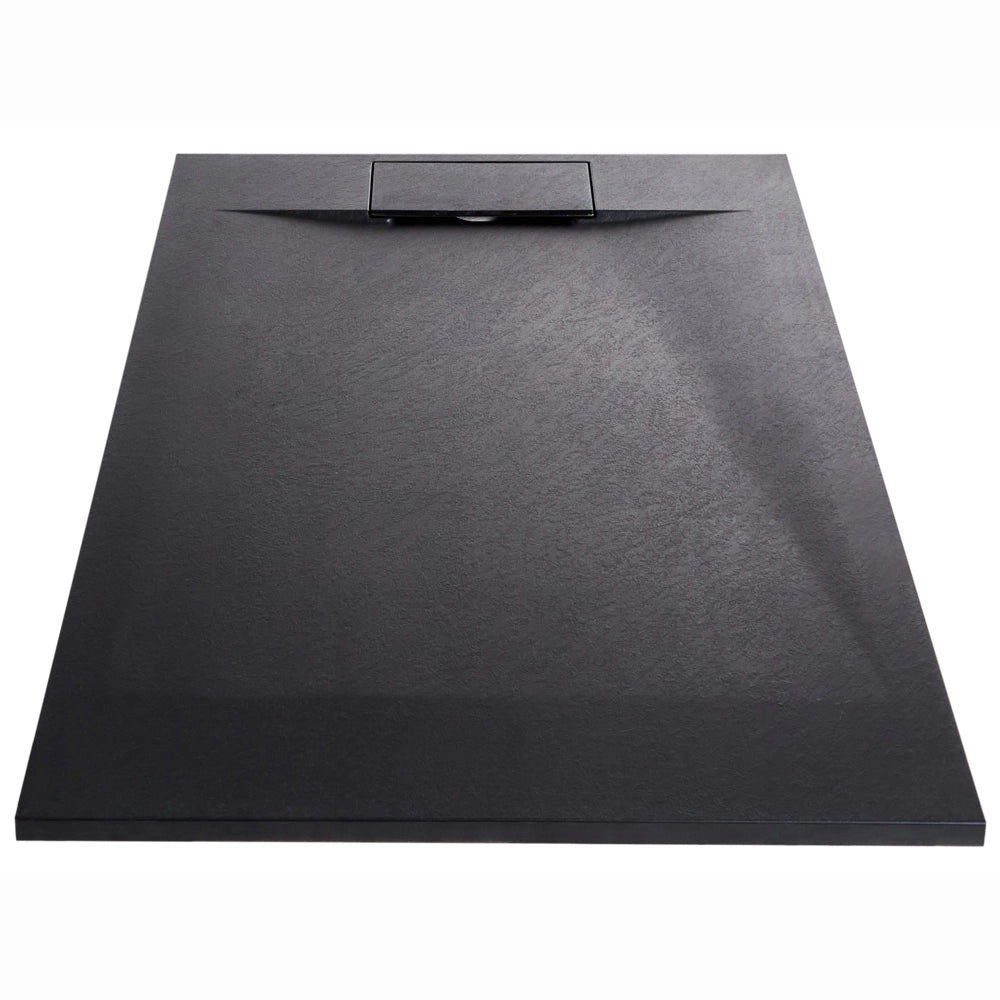 Piatto doccia con scarico nero SMC 80 x 120 x 3 cm effetto pietra naturale minimalista