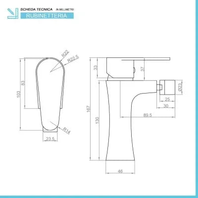 Rubinetto bidet cromato Lizzy scarico incluso